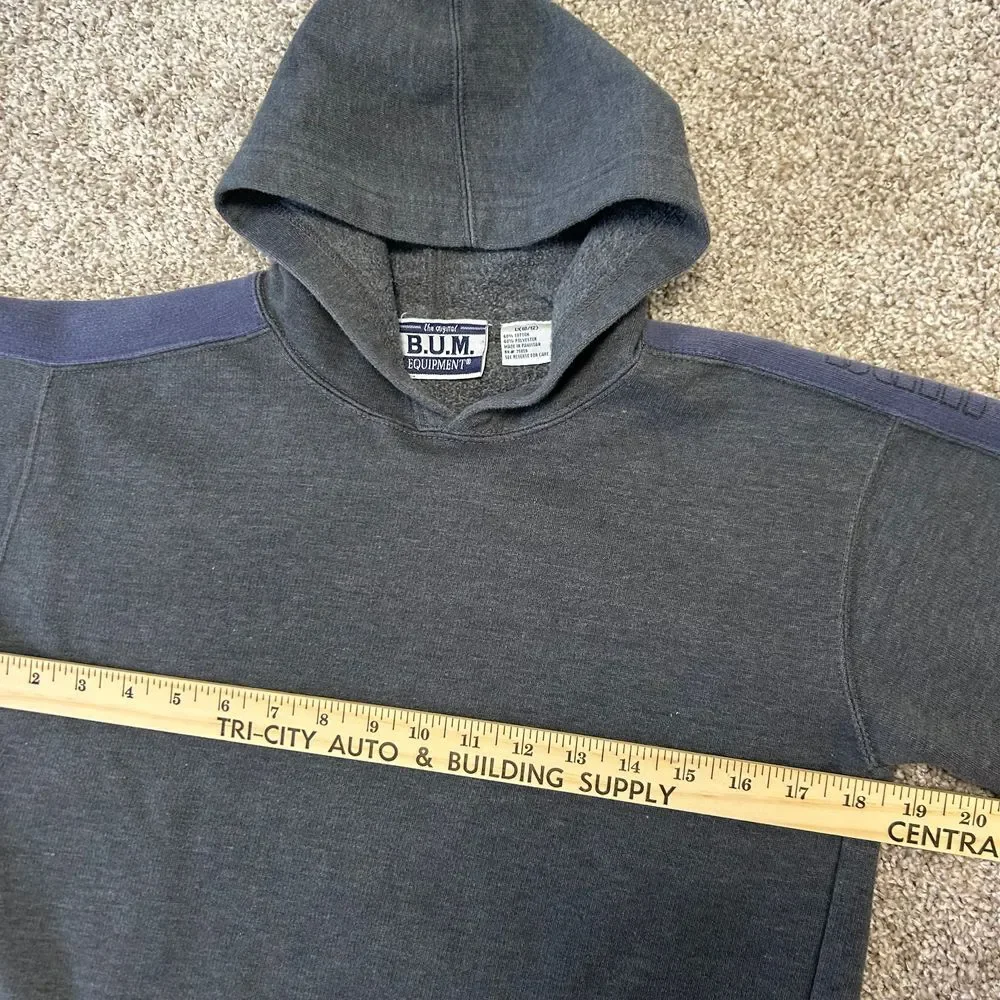 Vintage‎ BUM Equipment Hoodie Sweatshirt Boys Large (10-12) Gray Spellout (339)